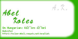 abel koles business card